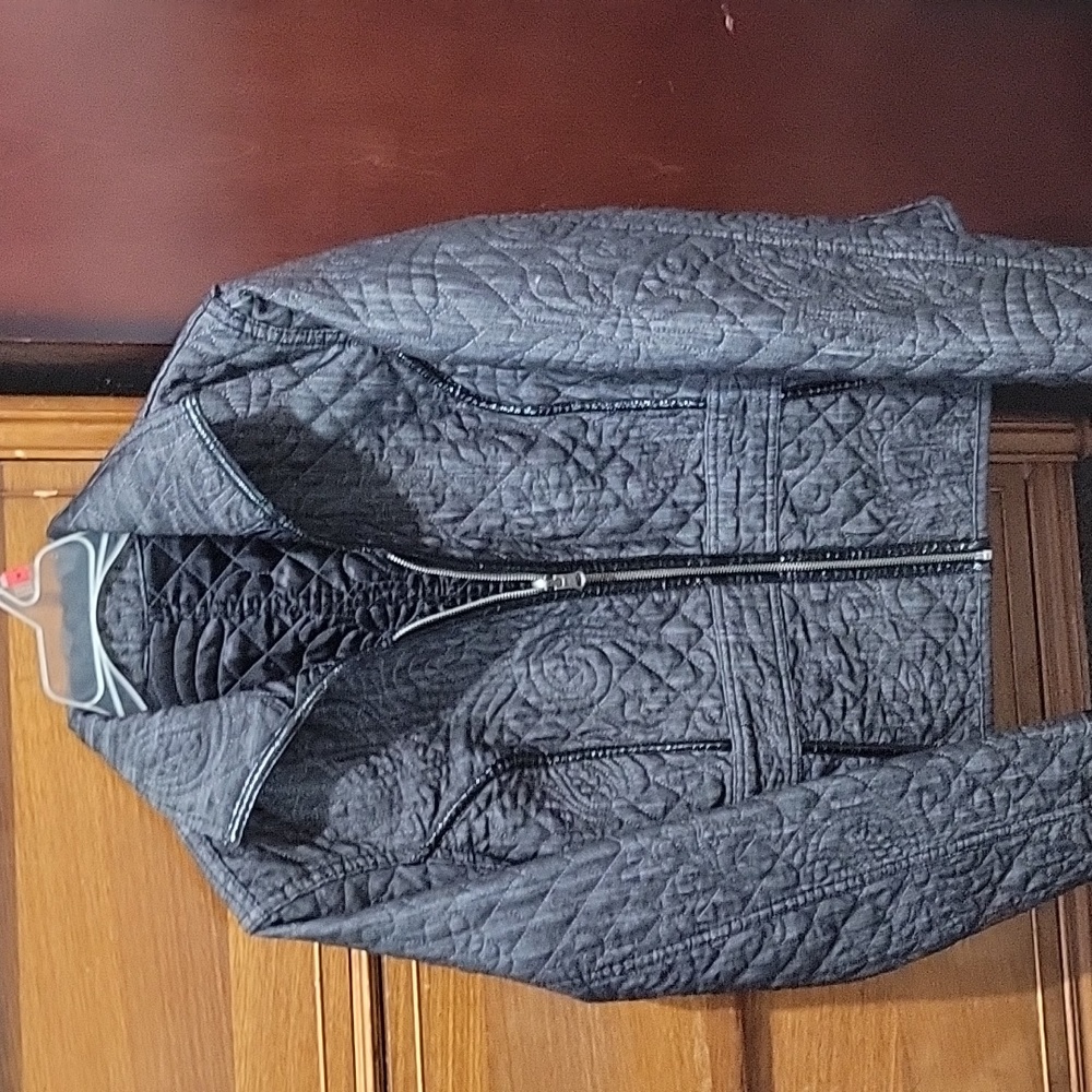 Chicos Black Denim Quilted Jacket